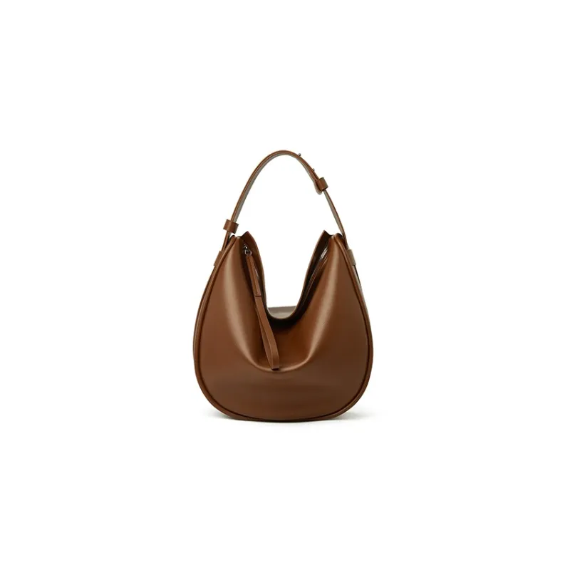 CHICWIND Cow Leather Underarm Dumpling Bag Shoulder Bag Women's Black, Macchiato Color-5