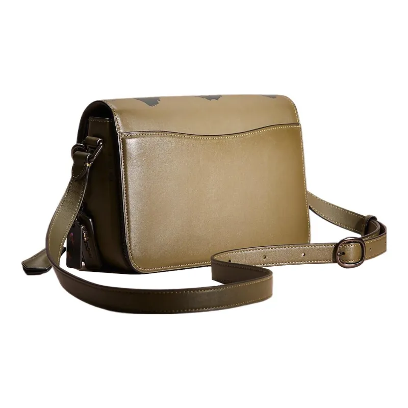 COACH Zip Shoulder Bag Glove Tanning Envelope Bag Shoulder Bag Crossbody Bag Medium Size Women's Army Green-1