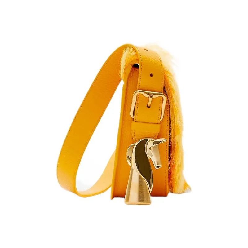 Burberry Calfskin With Cashmere Blend Shoulder Bag Crossbody Bag Regular Women's Touch Me Not Yellow-1