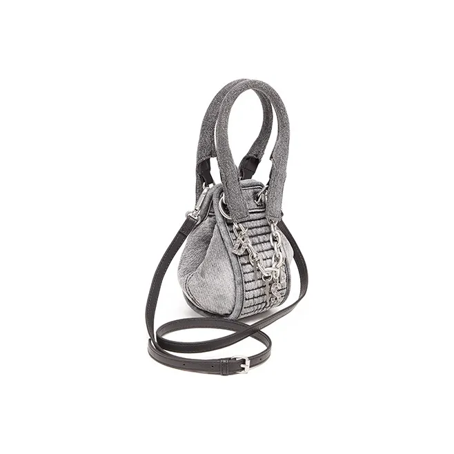 DIESEL Denim Shoulder Bag, Crossbody Bag, Handbag Extra Mini Women's Black Gray-2