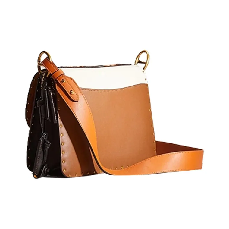 COACH Beat Leather Saddle Bag Shoulder Bag Crossbody Bag Medium Size Women's Brown-1