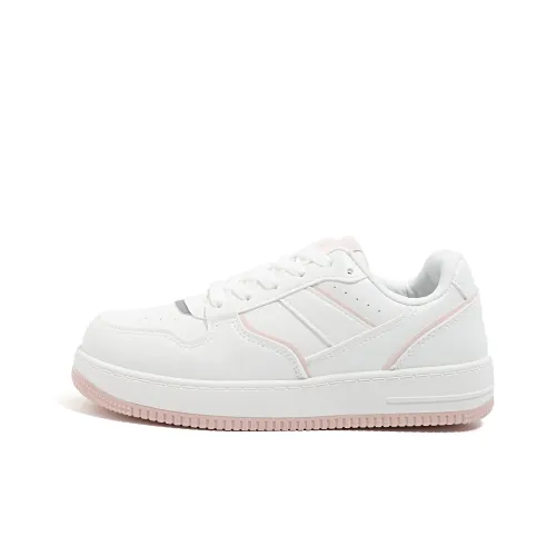 HUANQIU Slip Resistant Cushioning Abrasion Resistant Low Top Skateboard Shoes Women's White Pink