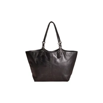 COACH Carly Leather Tote Bag Shopping Bag Handbag Shoulder Bag Large Size Women's Black