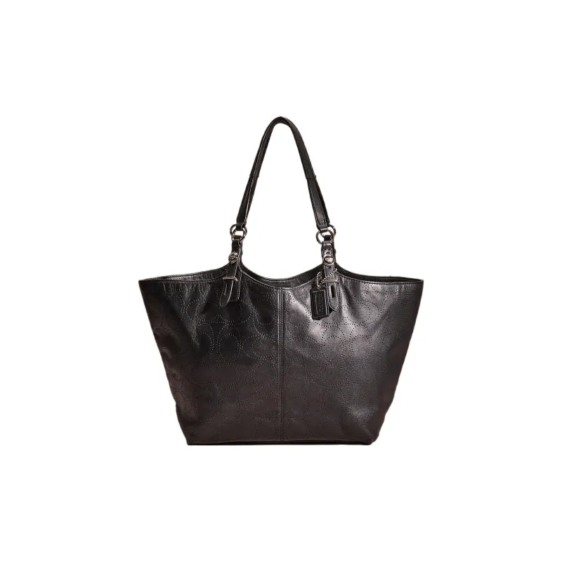 COACH Carly Leather Tote Bag Shopping Bag Handbag Shoulder Bag Large Size Women's Black-0