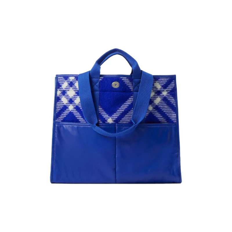 Burberry Check Pattern Shopper Tote Bag Blue-4