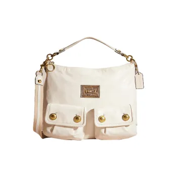COACH POPPY Leather Handbags Shoulder Bag Crossbody Bag Large Size Women's White