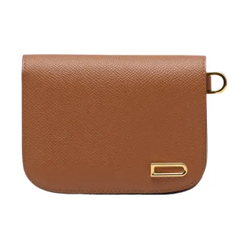 Delvau Alpina Calf Grain Calfskin Wallet Regular Women's Brown