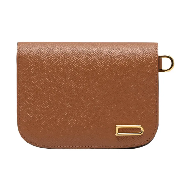 Delvau Alpina Calf Grain Calfskin Wallet Regular Women's Brown-0