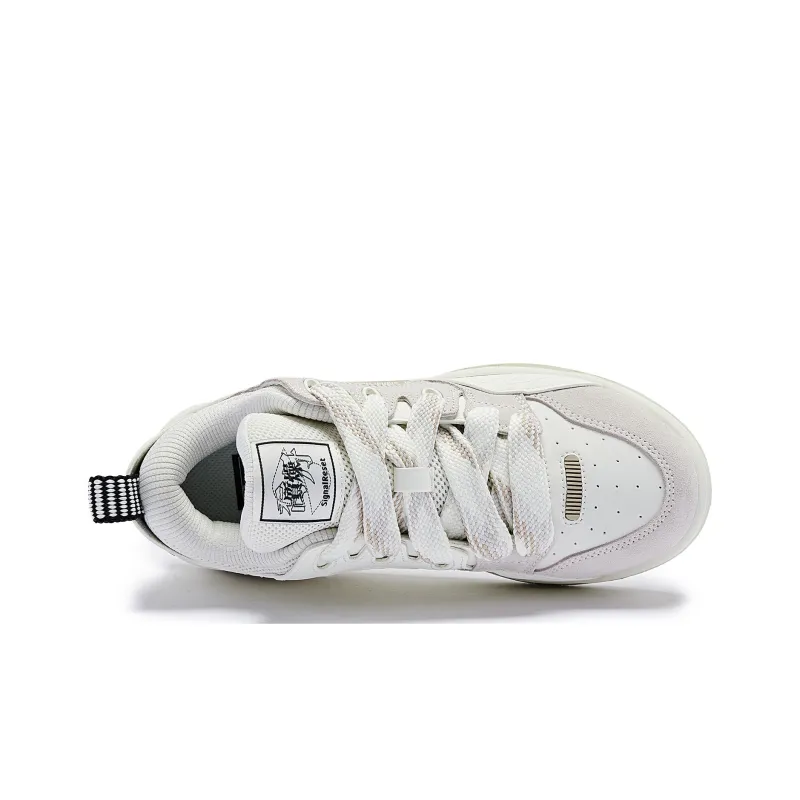 QIAODAN Puffy Shoes Slip-Resistant Cushioning Low-Top Skateboard Shoes Women's Ivory/Almond-3