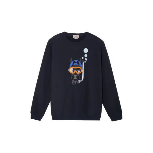 HERMES Sweatshirts Men Sea Blue