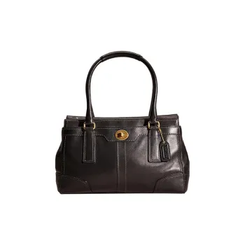 COACH Hamptons Leather Hobo Bag One Shoulder Handbags Medium Size Women's Black