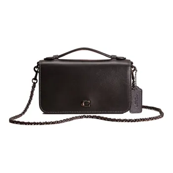 COACH Calfskin Baguette Bag, Shoulder Bag, Crossbody Bag Trumpets Women's Black