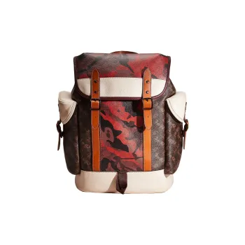 COACH Hitch Canvas With Leather Backpack Large Size Men's Red & White