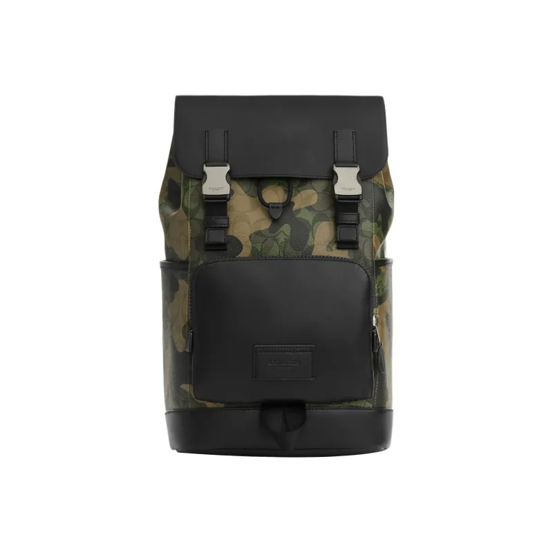 COACH Coated Canvas With Smooth Calfskin Backpack Tubas Men's Camouflage-0