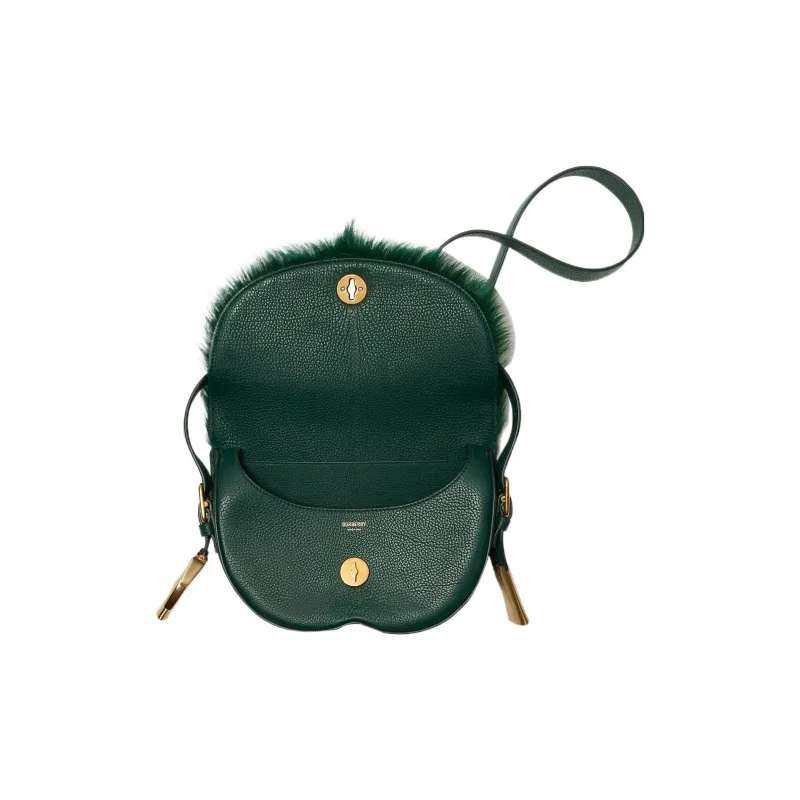 Burberry Calfskin With Cashmere Shoulder Bag, Crossbody Bag Regular Women's Vine Green-4
