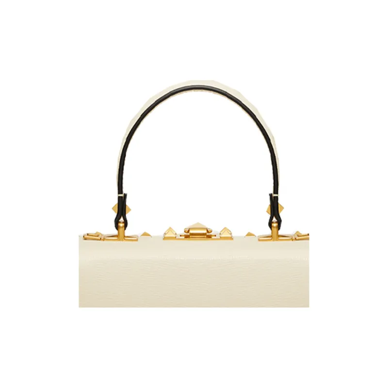Valentino ROCKSTUD ALCOVE Grained Calfskin Box Bag Handbag Shoulder Bag Crossbody Bag Regular Women's Ivory White-4