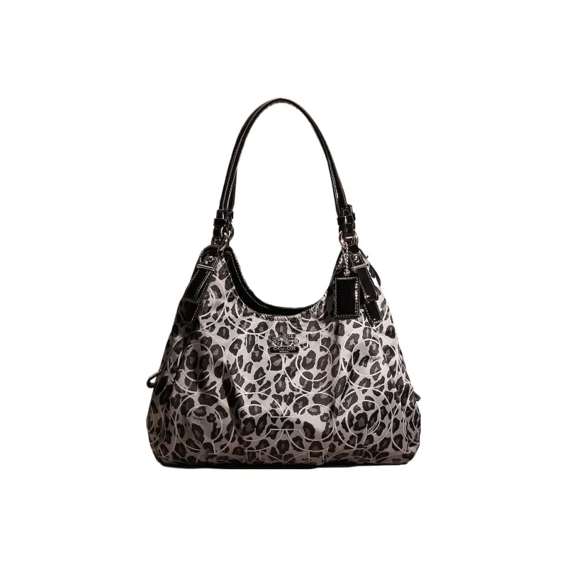 COACH Madison Polyester Shoulder Bag Handbag Crossbody Bag Shoulder Bag Large Size Women's Black White-0