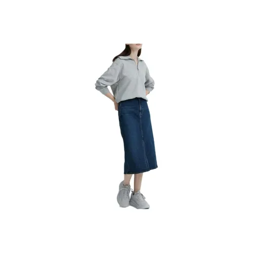 UNIQLO Denim Long Skirts Women's Dark Blue