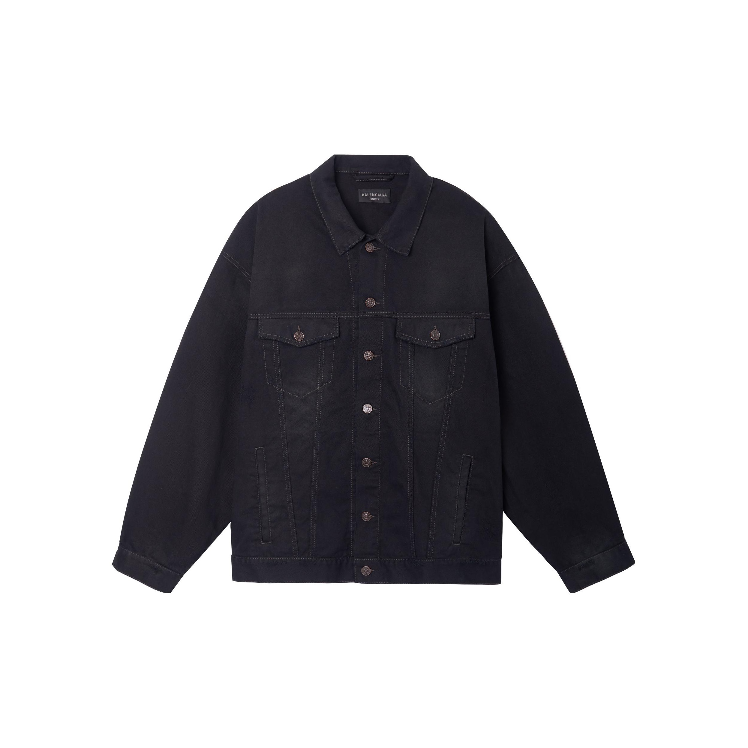 Balenciaga Political Campaign Oversized Denim Jacket Black Balenciaga Political Campaign Oversized Denim Jacket Black