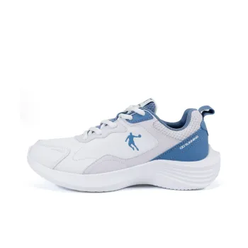 QIAODAN Slip-Resistant Water-Resistant Low-Top Running Shoes Women's White Blue