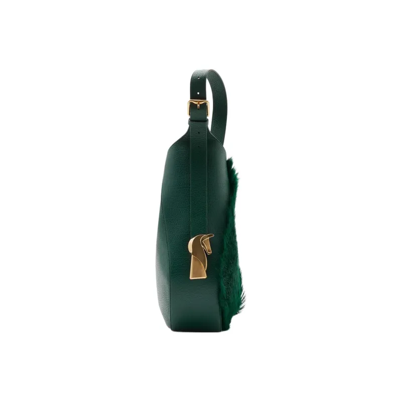Burberry Goatskin Combined With Calfskin Handbag Shoulder Bag Women's Vine Green-1