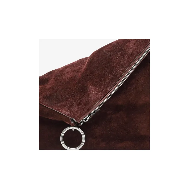 Burberry Calfskin With Suede Shoulder Bag, Crossbody Bag Large Size Women's Cocoa Brown-4