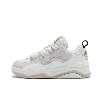 QIAODAN Puffy Shoes Slip Resistant Cushioning Low Top Skateboard Shoes Women's Ivory/Almond
