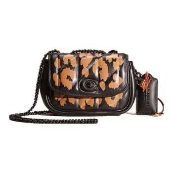 COACH Pillow Madison Leather Pillow Bag Shoulder Bag Small Size Women's Black