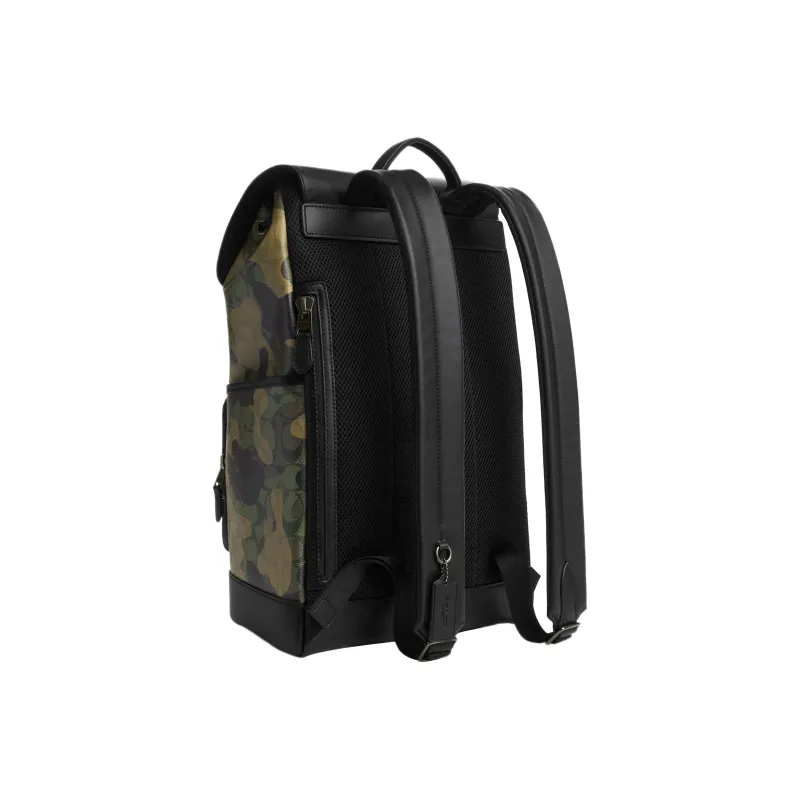 COACH Coated Canvas With Smooth Calfskin Backpack Tubas Men's Camouflage-1