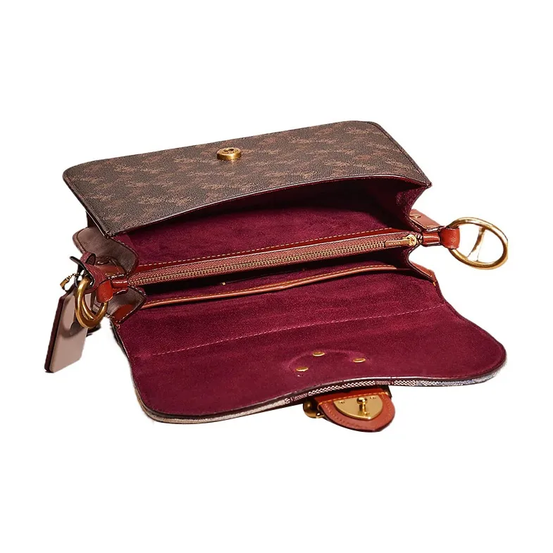 COACH Beat Canvas With Leather Saddle Bag, Portable Crossbody Bag, Shoulder Bag Medium Size Women's-2