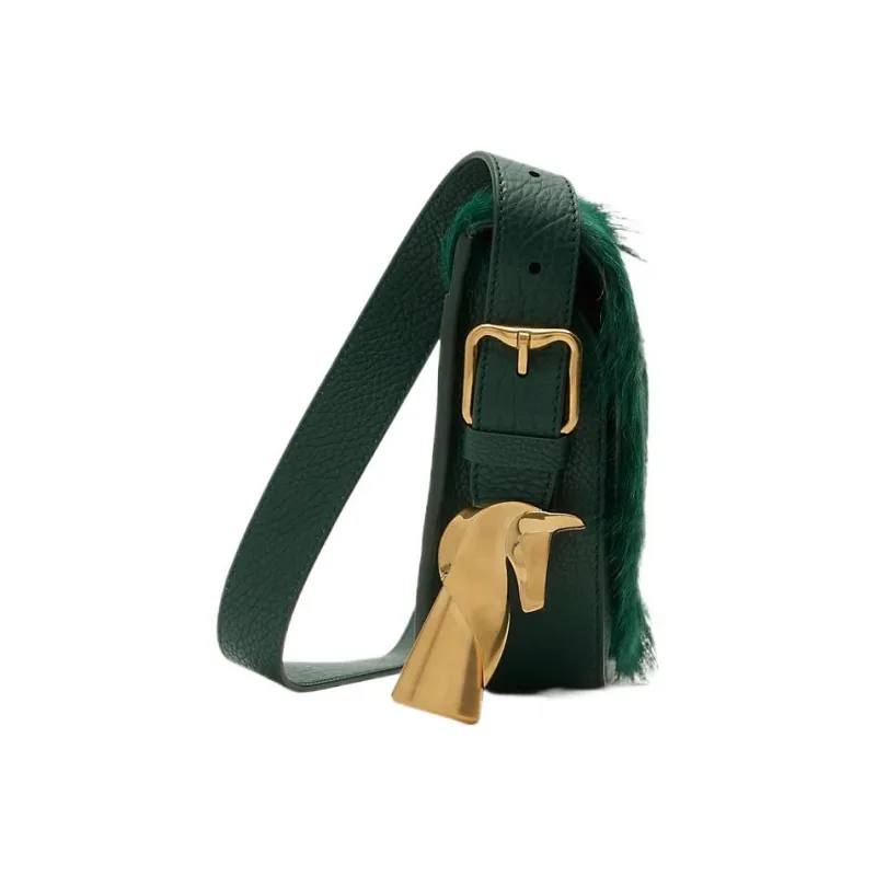 Burberry Calfskin With Cashmere Shoulder Bag, Crossbody Bag Regular Women's Vine Green-1