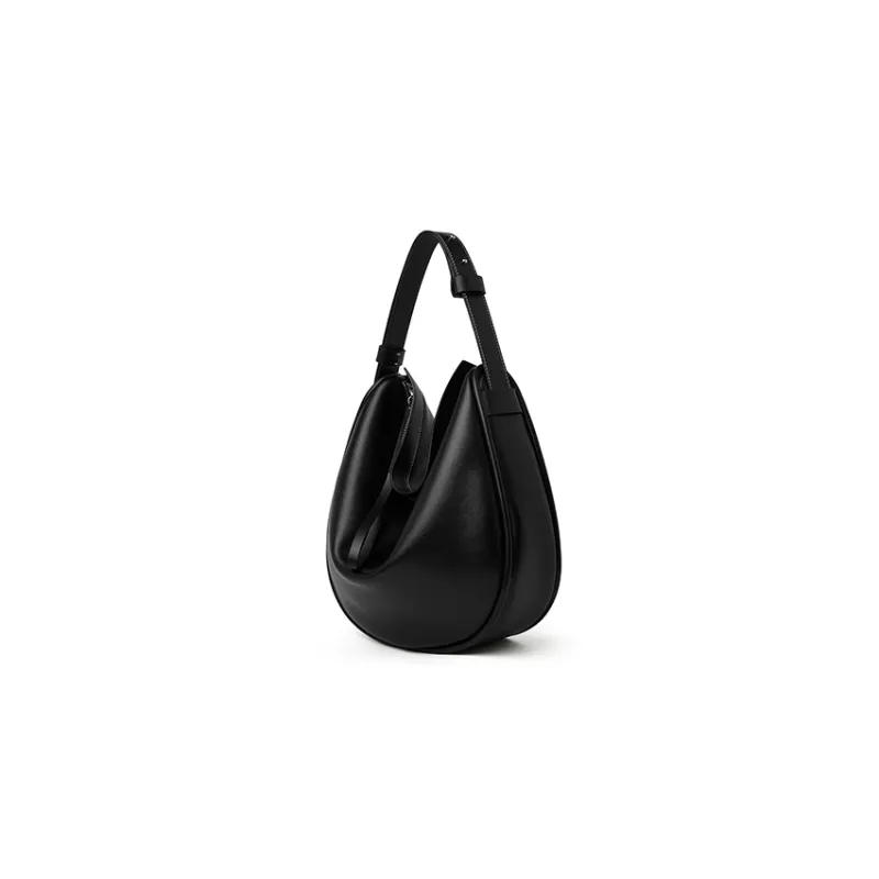 CHICWIND Cow Leather Underarm Dumpling Bag Shoulder Bag Women's Black, Macchiato Color-2