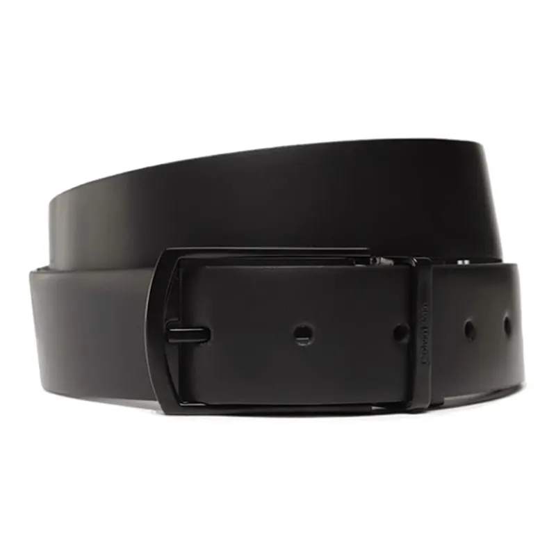 CK/Calvin Klein Letter Logo Pin Buckle Leather Belts Men's Black Width 3.5CM-1