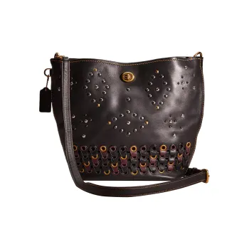 COACH Duffle Glove Tanning Tote Bag, Shopping Bag, Crossbody Bag, Shoulder Bag Large Size Women's Black
