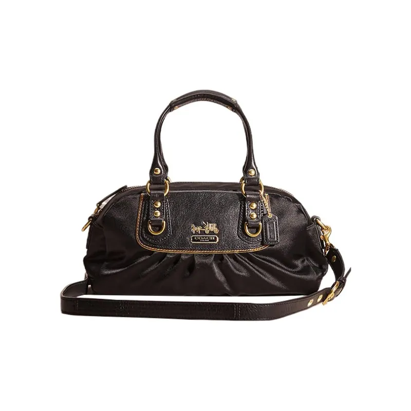 COACH Rowan Satin Shoulder Bag, Crossbody Bag, Handbag Mini Women's Black-0
