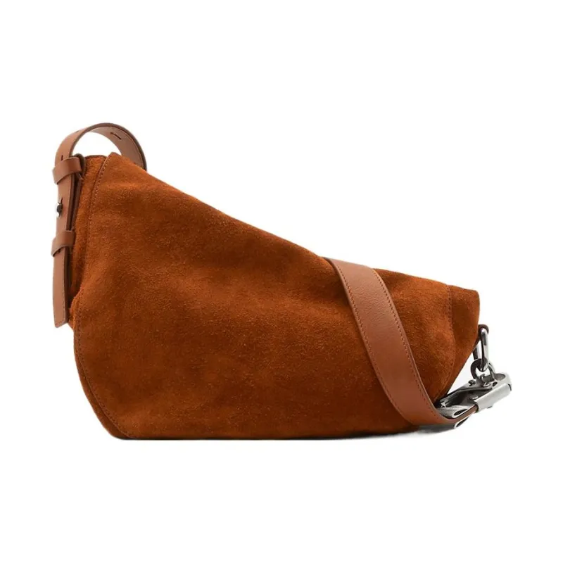 Burberry Calfskin Suede Leather Shoulder Bag, Crossbody Bag Small Size Women's Warm Coffee-2