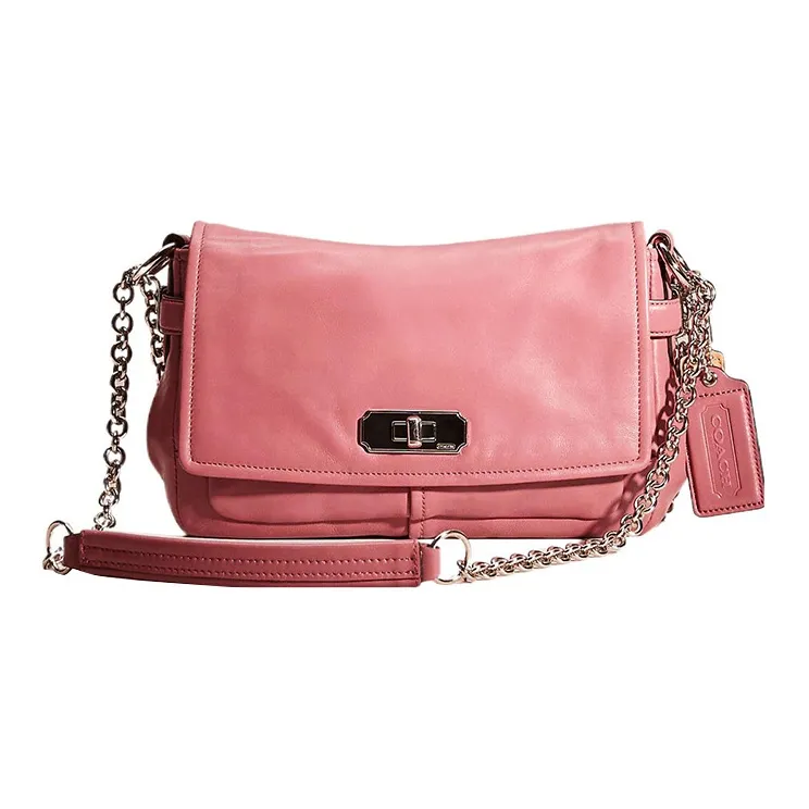 COACH Chelsea Leather Square Bag Portable Crossbody Bag Shoulder Bag Large Size Women's Pink-0