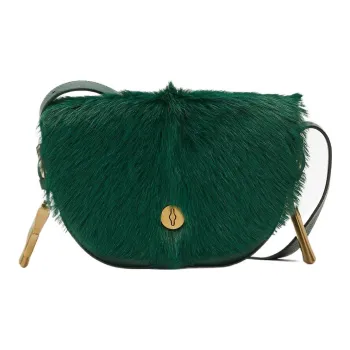 Burberry Calfskin With Cashmere Shoulder Bag, Crossbody Bag Regular Women's Vine Green