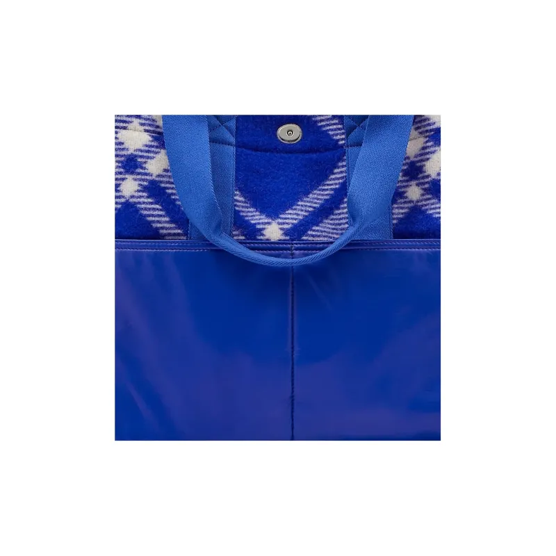 Burberry Check Pattern Shopper Tote Bag Blue-5