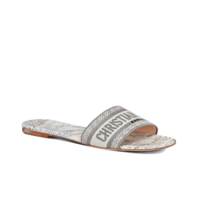 DIOR Dway Slide Slippers Women's White Gray-2