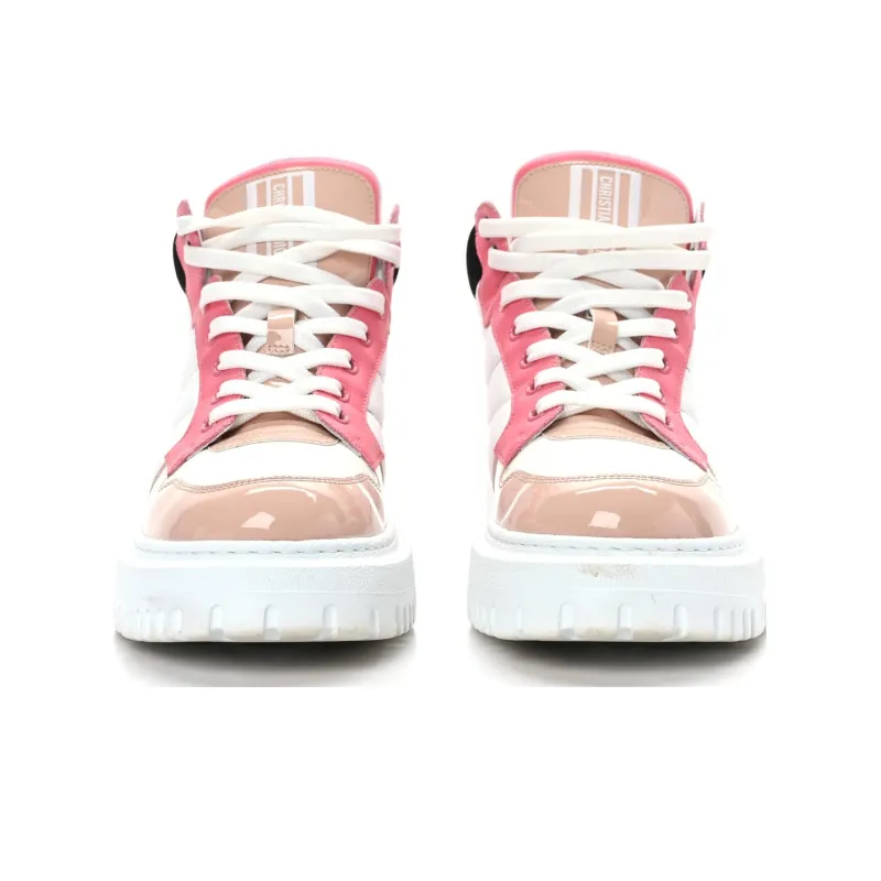 DIOR D-Player Skateboard Shoes Women's High-Top Pink/White-3