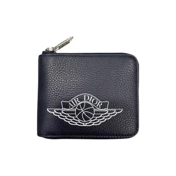 DIOR Jordan Wings Collaboration Cow Leather Wallet Unisex Marine Blue