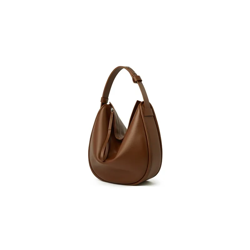 CHICWIND Cow Leather Underarm Dumpling Bag Shoulder Bag Women's Black, Macchiato Color-6