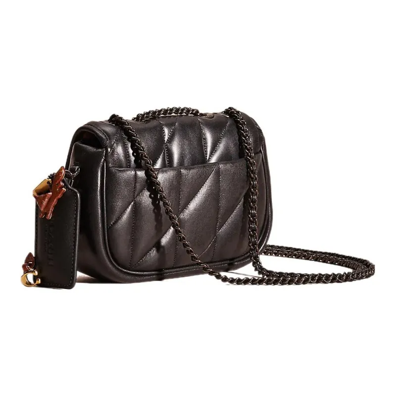 COACH Pillow Madison Leather Pillow Bag Shoulder Bag Small Size Women's Black-1