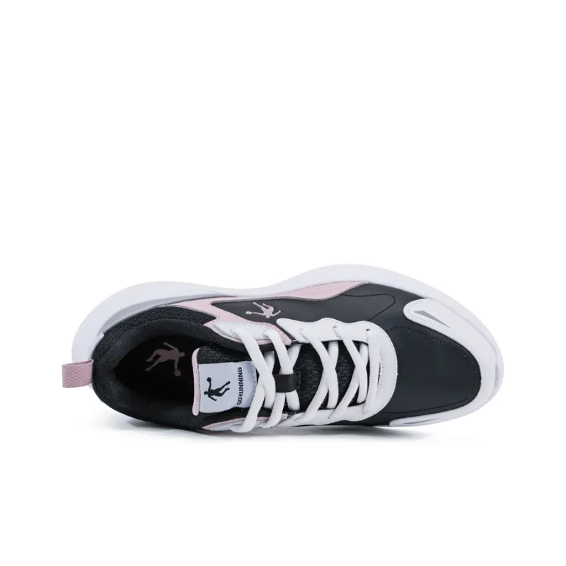 QIAODAN Slip Resistant Water Resistant Low Top Running Shoes Women's White Black-3
