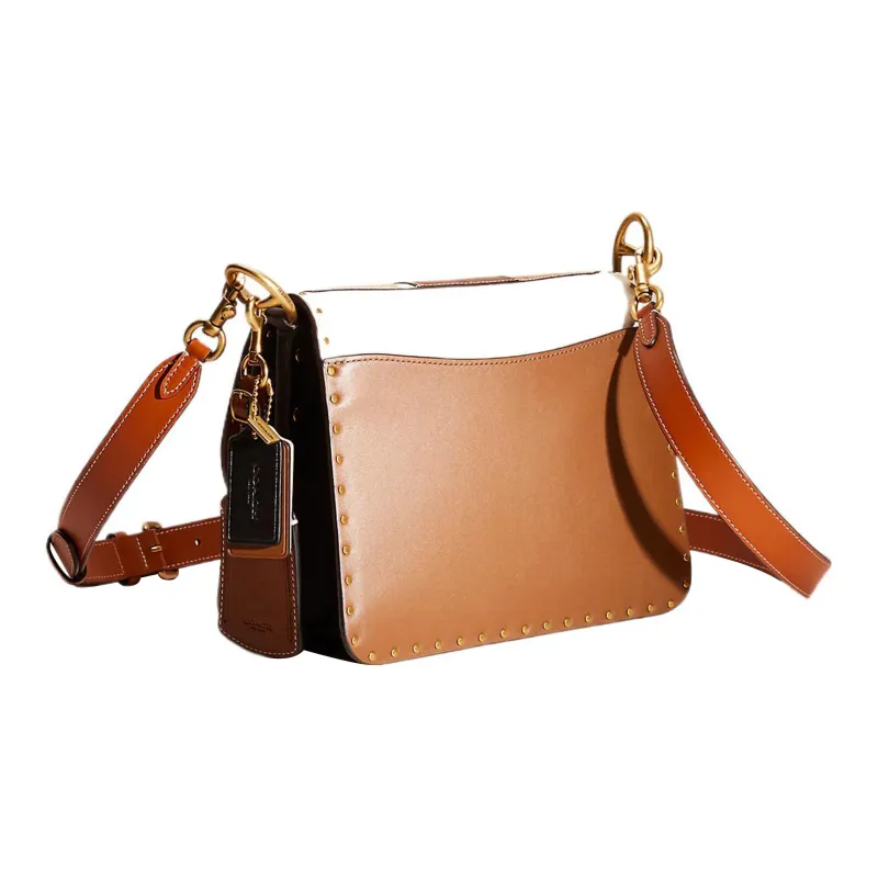 COACH Beat Leather With Suede Saddle Bag Handbag Shoulder Bag Medium Size Women's Multicolor-1