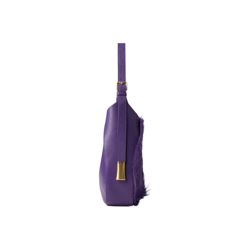 Burberry Goatskin Combined With Calfskin Handbag Shoulder Bag Women's Ribbon Purple-1