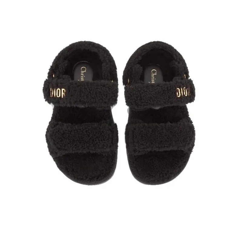 DIOR Women's DIORact Sandal 'Black Shearling'-4