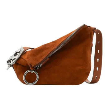 Burberry Calfskin Suede Leather Shoulder Bag, Crossbody Bag Small Size Women's Warm Coffee