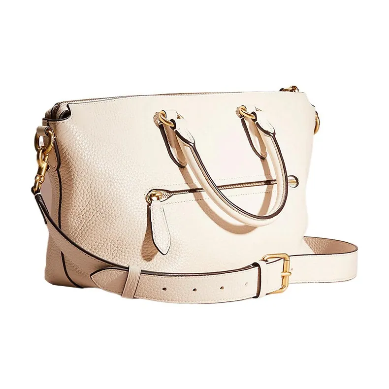 COACH Cara Leather Dumpling Bag, Handbag, Shoulder Bag, Crossbody Bag Large Size Women's White-1
